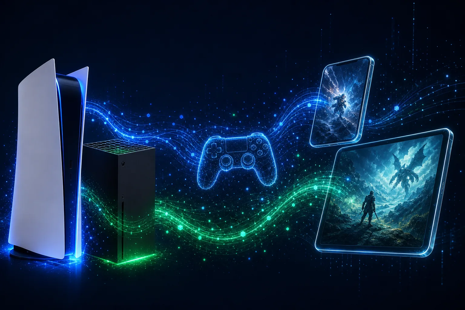 Glowing controller streaming from a console to phones and tablets